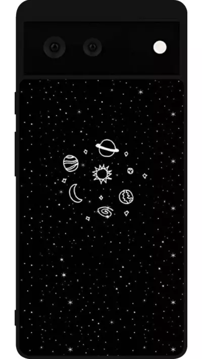 Coque Google Pixel 6 - Silicone rigide noir Space Doodle
