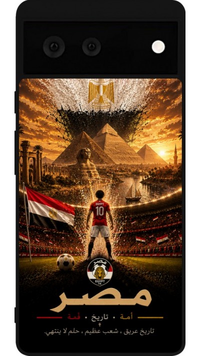 Coque Google Pixel 6 - Silicone rigide noir Football Égypte splash 2026