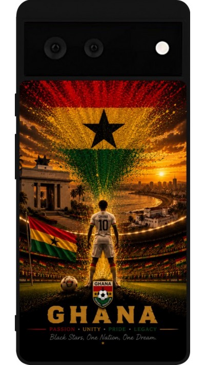 Coque Google Pixel 6 - Silicone rigide noir Football Ghana splash 2026