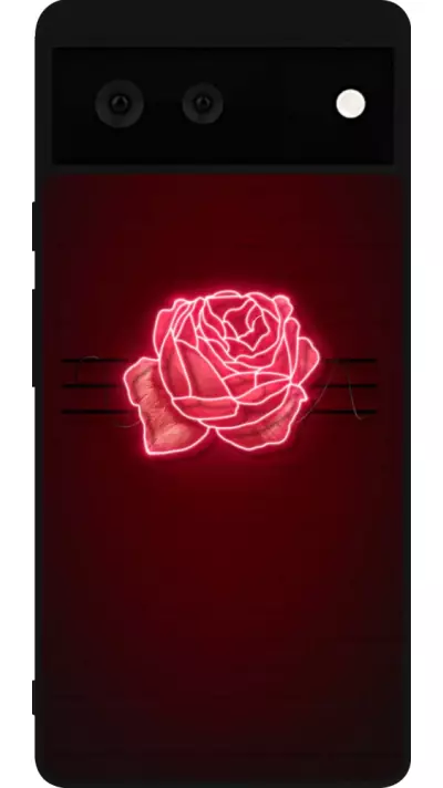 Coque Google Pixel 6 - Silicone rigide noir Spring 23 neon rose