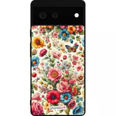 Coque Google Pixel 6 - Silicone rigide noir Spring 25 printemps fleuri