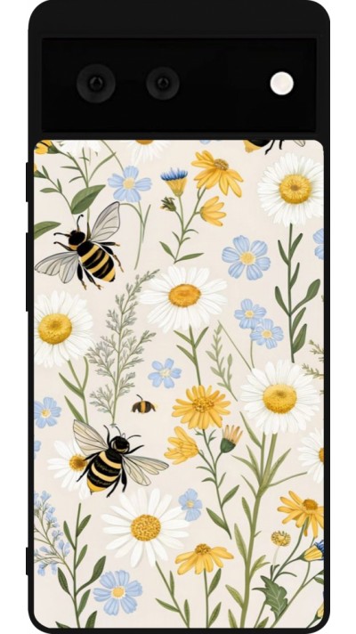 Google Pixel 6 Case Hülle - Silikon schwarz Pattern bees Spring 2026