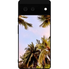 Coque Google Pixel 6 - Silicone rigide noir Summer 2023 palm tree vibe