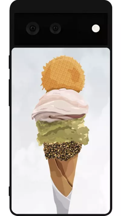 Coque Google Pixel 6 - Silicone rigide noir Summer 2025 Cornet