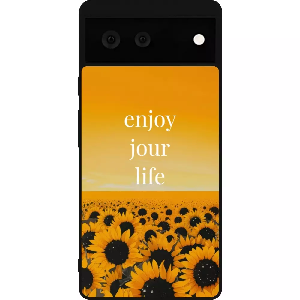 Coque Google Pixel 6 - Silicone rigide noir Summer 2025 Enjoy your life