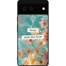 Coque Google Pixel 6 - Silicone rigide noir Summer 2025 Grow with the flow