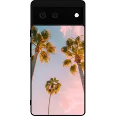 Coque Google Pixel 6 - Silicone rigide noir Summer 2025 Palmiers