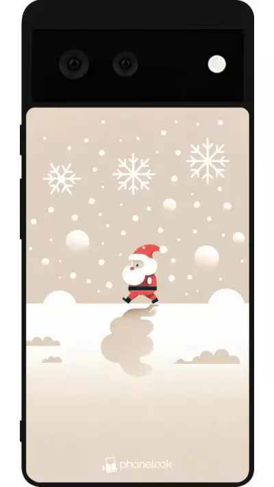 Coque Google Pixel 6 - Silicone rigide noir Noël 2023 Minimalist Santa