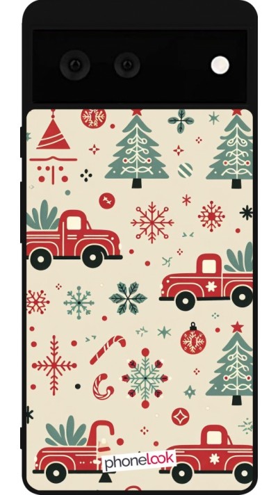 Google Pixel 6 Case Hülle - Silikon schwarz Weihnachten 2024 Lkw Tanne