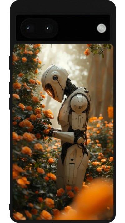 Coque Google Pixel 6a - Silicone rigide noir Astronaut flowers 2025