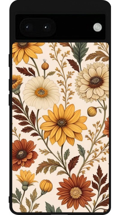 Coque Google Pixel 6a - Silicone rigide noir Autumn 25 Flower pattern
