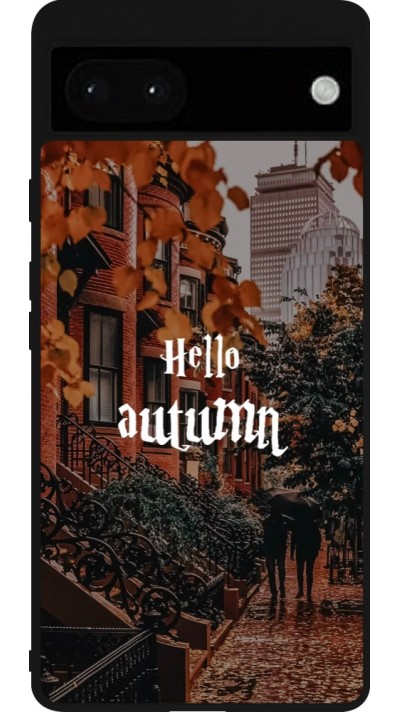 Coque Google Pixel 6a - Silicone rigide noir Autumn 25 Hello autumn