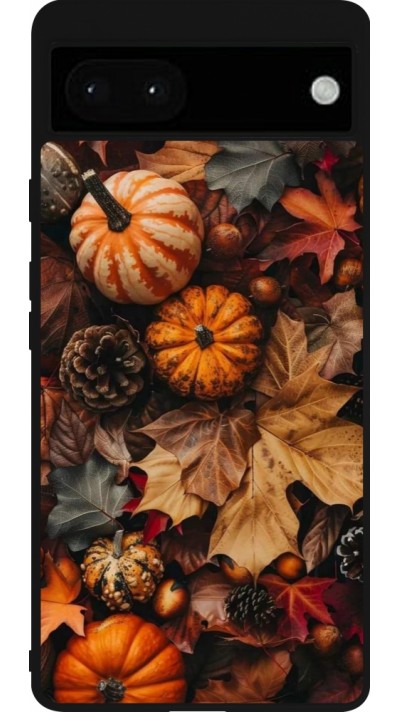 Coque Google Pixel 6a - Silicone rigide noir Autumn 25 Pumpkin