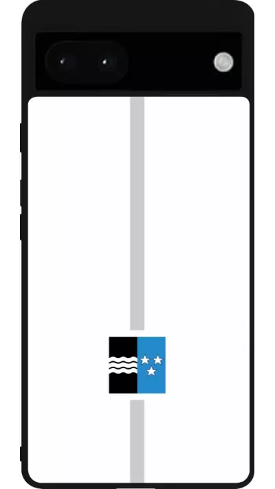 Coque Google Pixel 6a - Silicone rigide noir Canton AG blanc