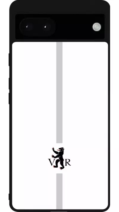 Coque Google Pixel 6a - Silicone rigide noir Canton AR blanc