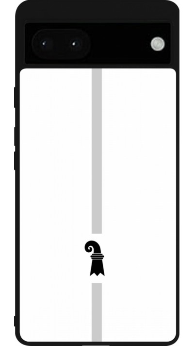 Coque Google Pixel 6a - Silicone rigide noir Canton BS blanc