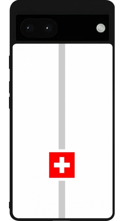Coque Google Pixel 6a - Silicone rigide noir Canton CH blanc