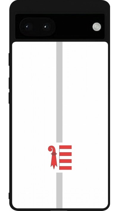Coque Google Pixel 6a - Silicone rigide noir Canton JU blanc