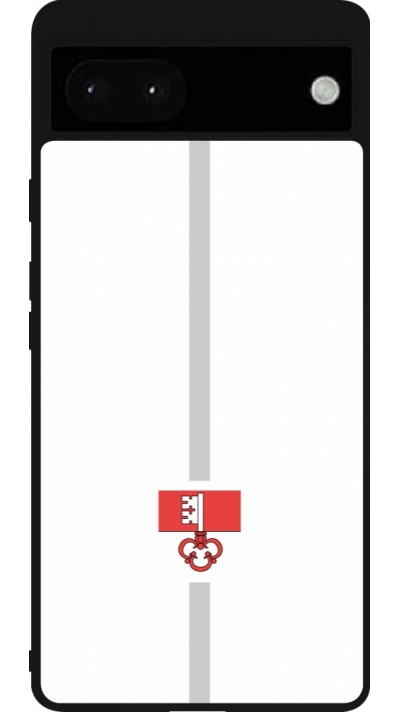 Coque Google Pixel 6a - Silicone rigide noir Canton OW blanc