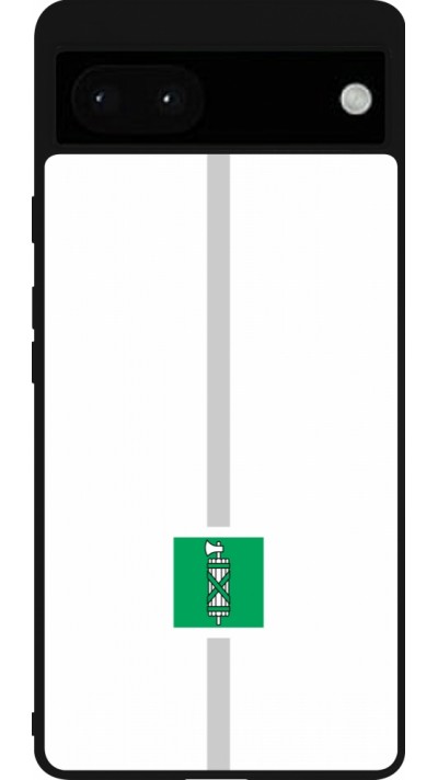 Coque Google Pixel 6a - Silicone rigide noir Canton SG blanc