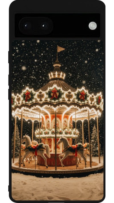 Google Pixel 6a Case Hülle - Silikon schwarz Christmas 25 Carousel