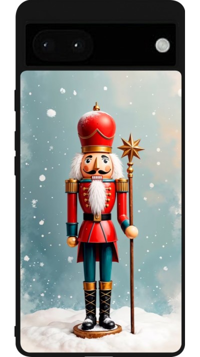 Google Pixel 6a Case Hülle - Silikon schwarz Christmas 25 Nutcracker Snow