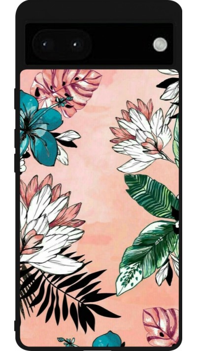 Coque Google Pixel 6a - Silicone rigide noir Flowers Artprint
