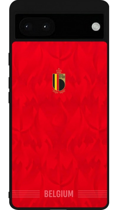 Coque Google Pixel 6a - Silicone rigide noir Maillot de football Belgique 2026 personnalisable