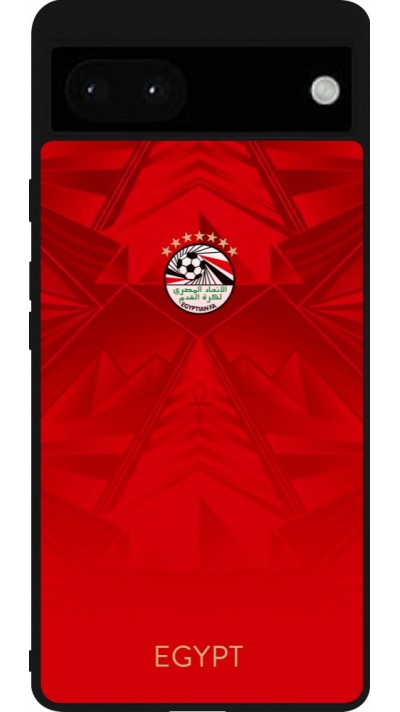 Coque Google Pixel 6a - Silicone rigide noir Maillot de football Égypte 2026 personnalisable