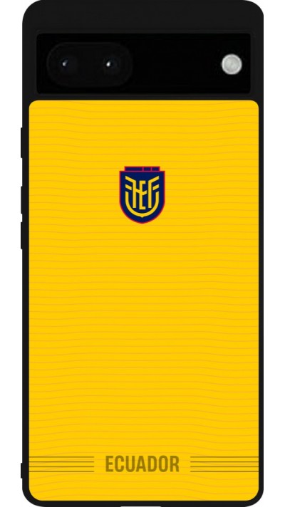 Coque Google Pixel 6a - Silicone rigide noir Maillot de football Équateur 2026 personnalisable
