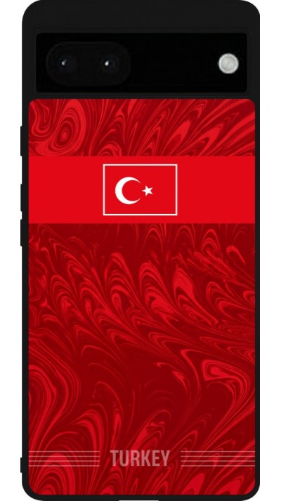 Coque Google Pixel 6a - Silicone rigide noir Maillot de football Turquie 2026 personnalisable
