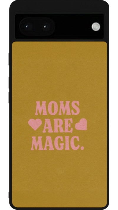 Coque Google Pixel 6a - Silicone rigide noir Mom 2026 Are Magic