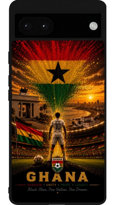 Coque Google Pixel 6a - Silicone rigide noir Football Ghana splash 2026