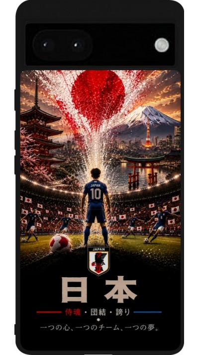 Coque Google Pixel 6a - Silicone rigide noir Football Japon splash 2026