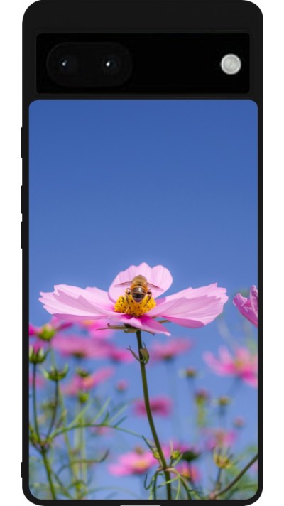 Coque Google Pixel 6a - Silicone rigide noir Bee on a flower Spring 2026