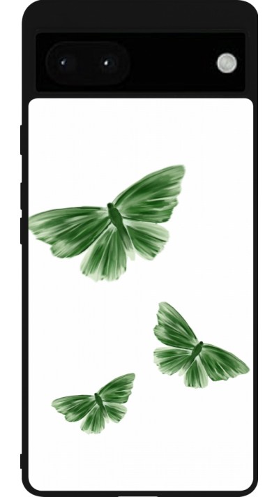 Coque Google Pixel 6a - Silicone rigide noir Butterflies Spring 2026