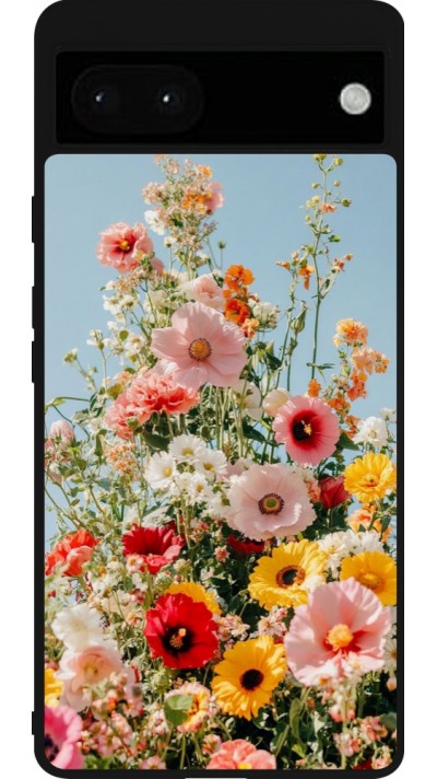 Coque Google Pixel 6a - Silicone rigide noir Spring flowers Spring 2026