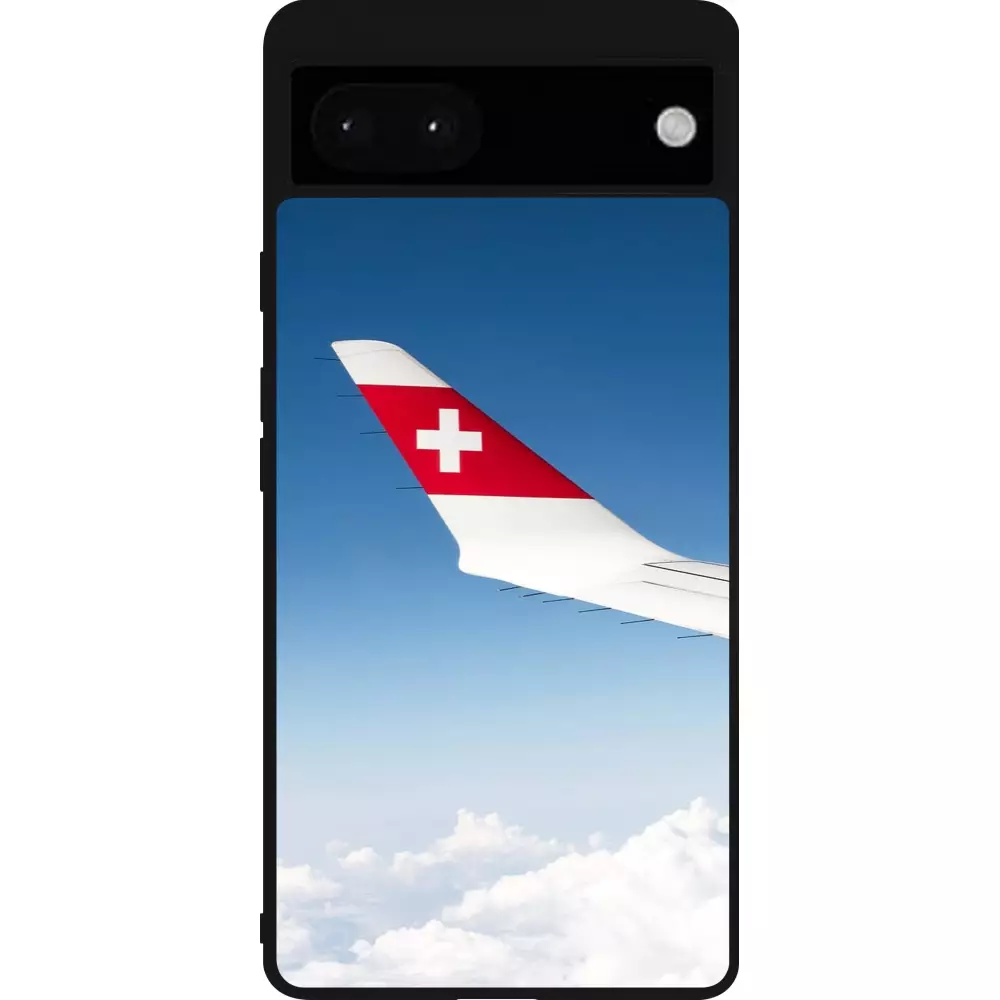 Coque Google Pixel 6a - Silicone rigide noir Fête Nationale Suisse Sky Swiss Flag