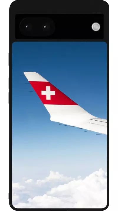 Coque Google Pixel 6a - Silicone rigide noir Fête Nationale Suisse Sky Swiss Flag