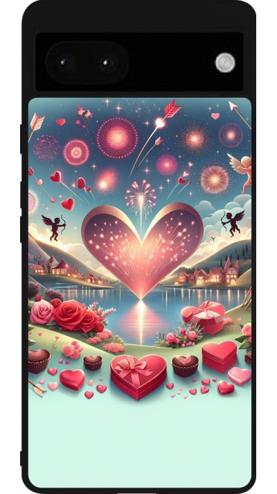 Google Pixel 6a Case Hülle - Silikon schwarz Valentin 2025 Schick