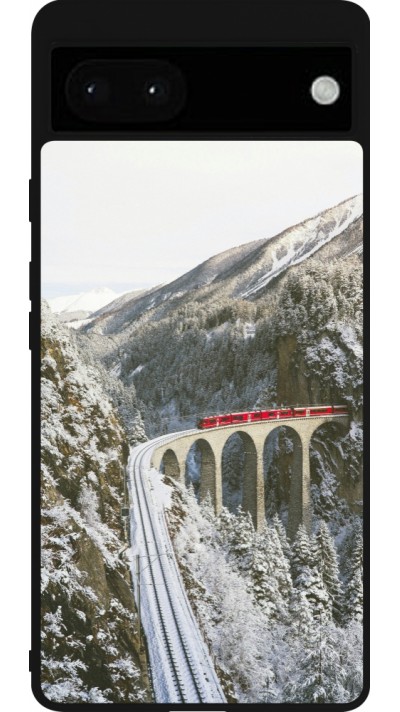 Google Pixel 6a Case Hülle - Silikon schwarz Winter 25 Winter polar express