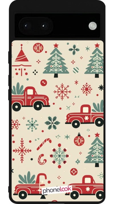Google Pixel 6a Case Hülle - Silikon schwarz Weihnachten 2024 Lkw Tanne