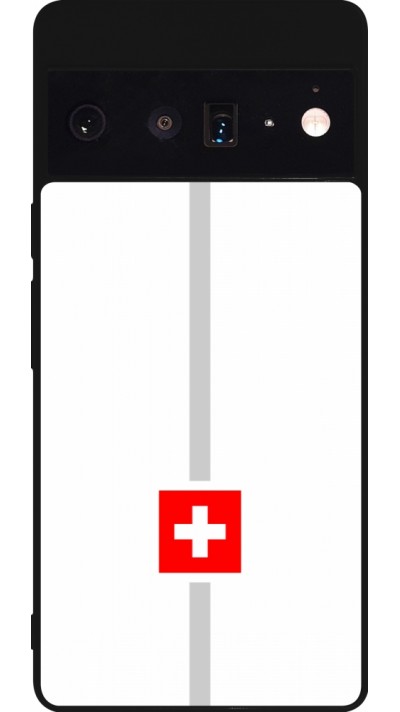 Coque Google Pixel 6 Pro - Silicone rigide noir Canton CH blanc