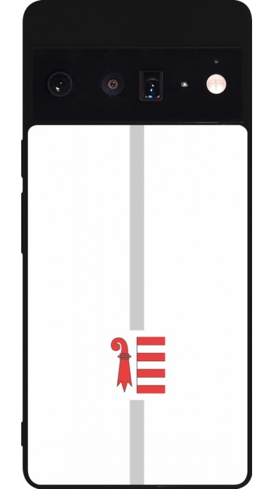 Coque Google Pixel 6 Pro - Silicone rigide noir Canton JU blanc