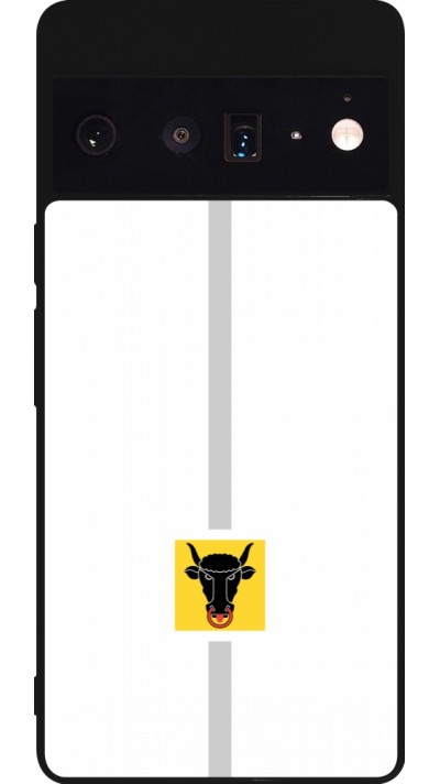 Coque Google Pixel 6 Pro - Silicone rigide noir Canton UR blanc