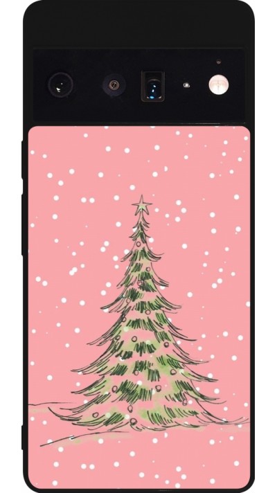 Google Pixel 6 Pro Case Hülle - Silikon schwarz Christmas 25 Pink Tree