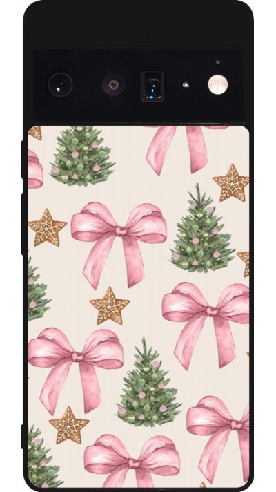 Google Pixel 6 Pro Case Hülle - Silikon schwarz Christmas 25 Vintage Ribbons