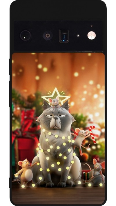 Google Pixel 6 Pro Case Hülle - Silikon schwarz Christmas 25 Xmas Cat