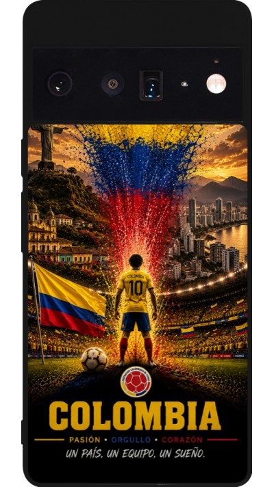 Coque Google Pixel 6 Pro - Silicone rigide noir Football Colombie splash 2026