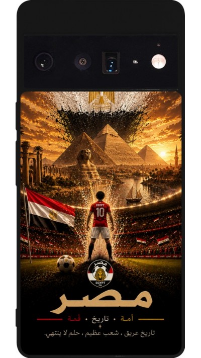Coque Google Pixel 6 Pro - Silicone rigide noir Football Égypte splash 2026